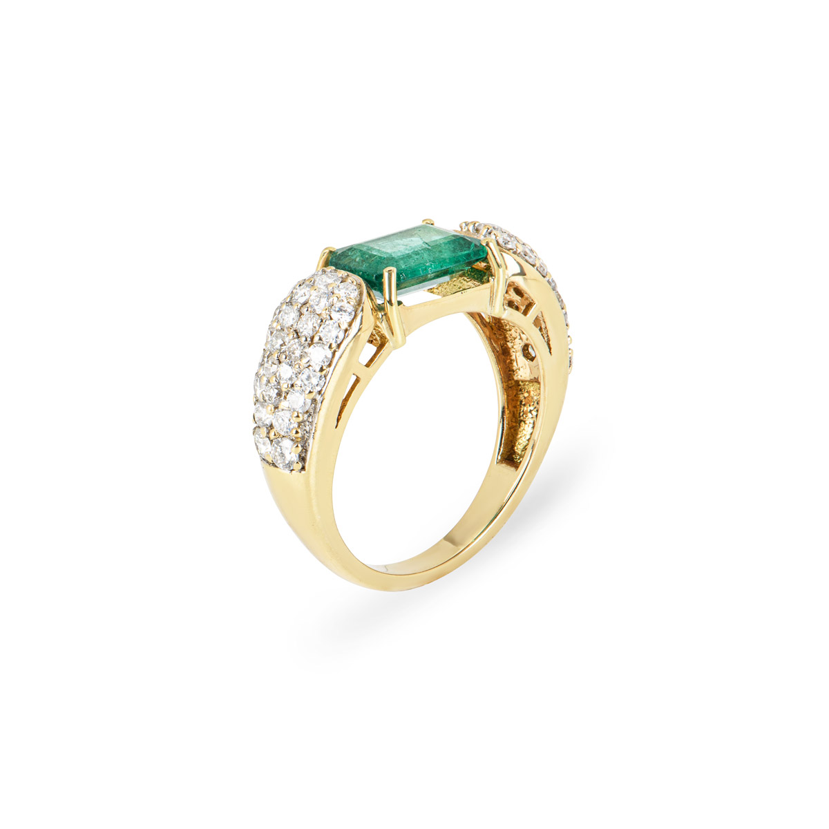Yellow Gold Emerald & Diamond Dress Ring 1.96ct